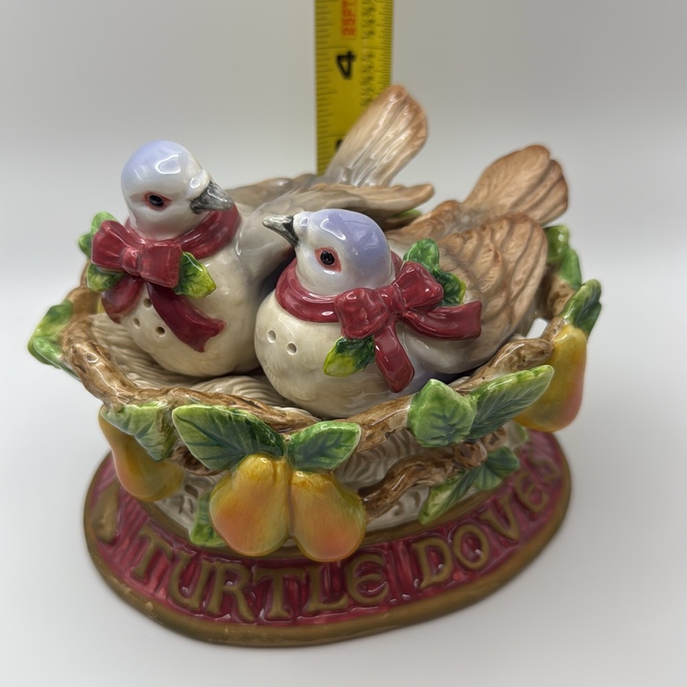 Fitz & Floyd Two Turtle Doves Salt And Pepper Shakers Christmas Holiday - Picture 10 of 12